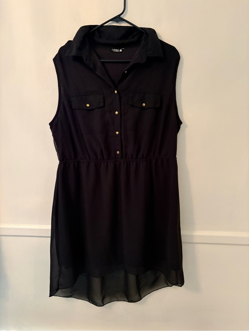 Indulge Women's Plus Sleeveless Dress -Hi Lo Sheer Black Lined Skirt -Sz 2X